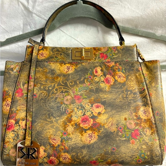 Silver Rose brand Italian top handle floral handbag. - Picture 2 of 4